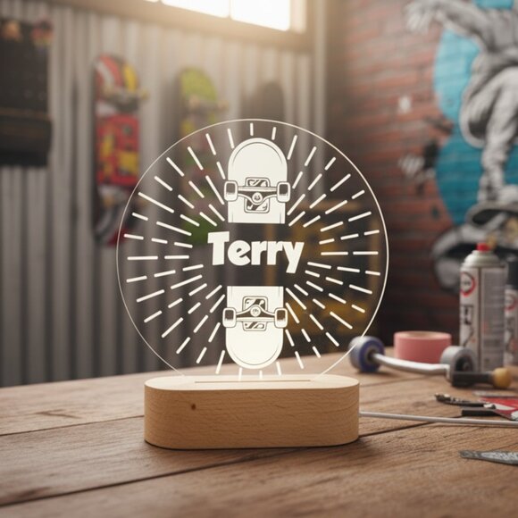 Personalized Skateboarding Night Light – Custom LED Lamp for Skaters - Picture 8 of 8